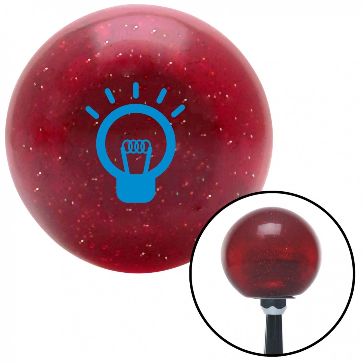 American Shifter 54807 Blue Light Bulb On Red Metal Flake Shift Knob with M16 x 1.5 Insert Shifter Auto