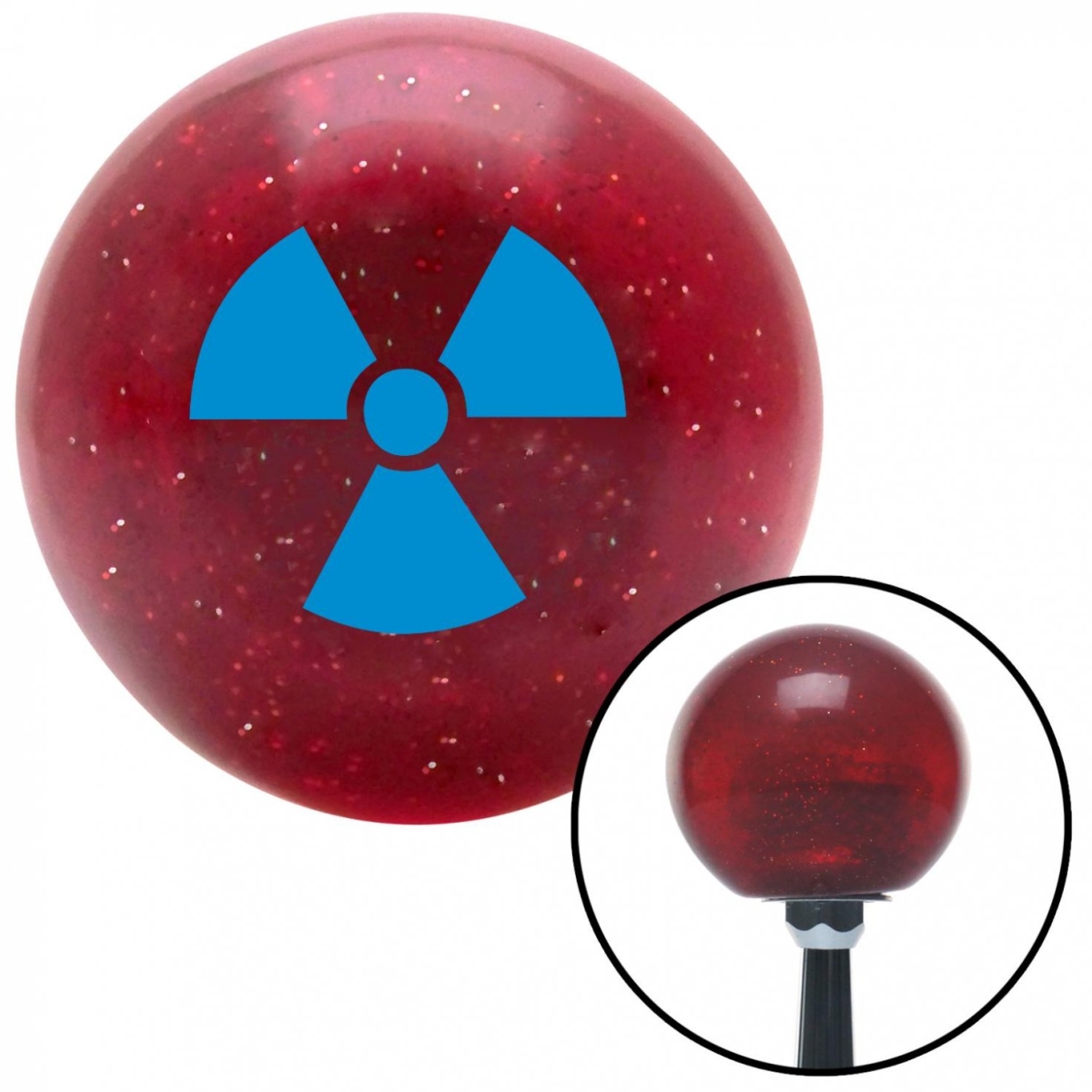 American Shifter 54831 Blue Nuclear Hazard Symbol Red Metal Flake Shift Knob with M16 x 1.5 Insert Shifter