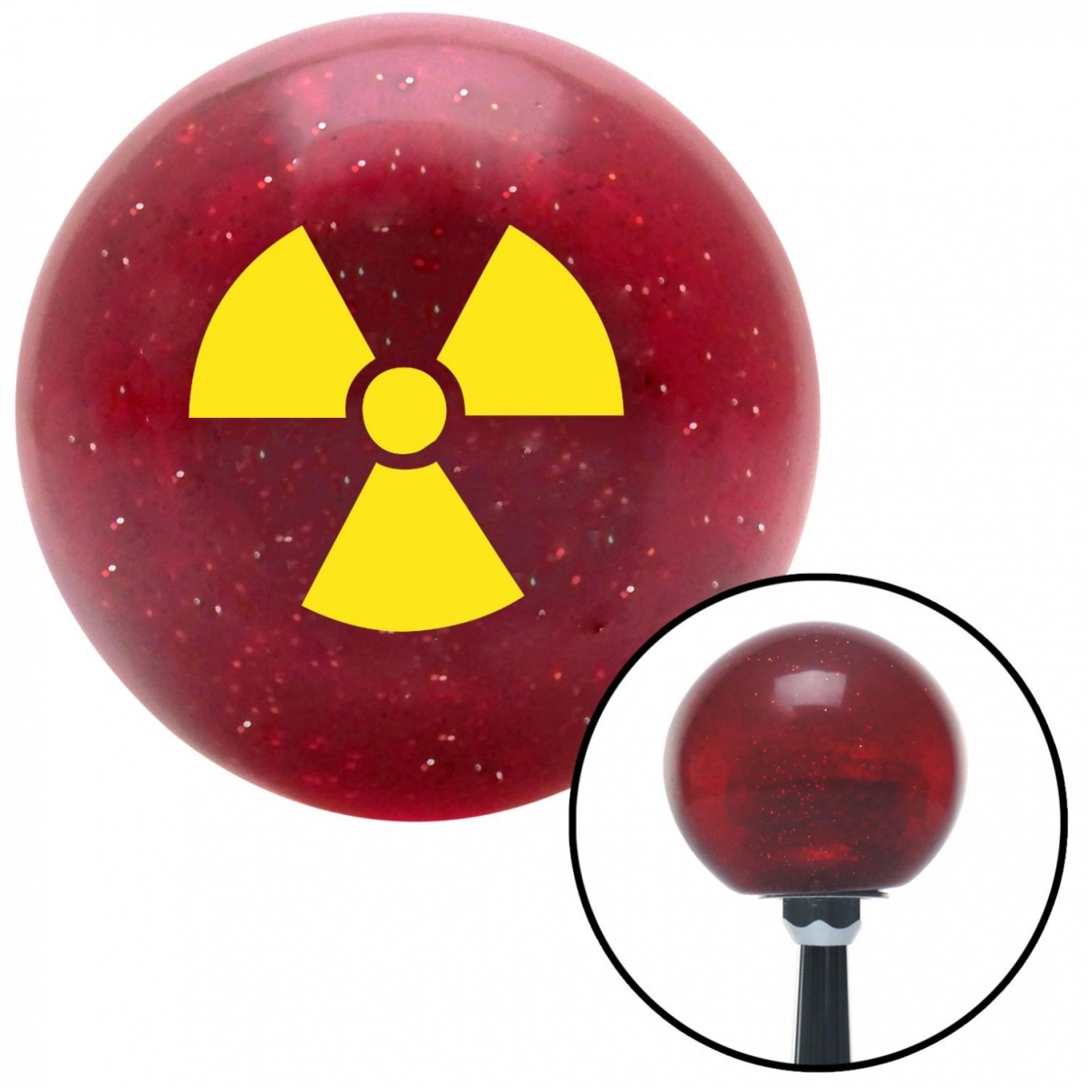 American Shifter 54837 Yellow Nuclear Hazard Symbol Red Metal Flake Shift Knob with M16 x 1.5 Insert Auto