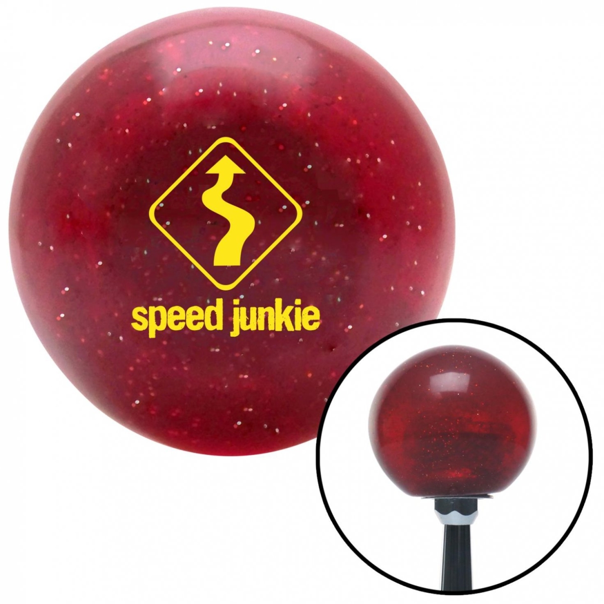 American Shifter 56349 Yellow Speed Junkie Red Metal Flake Shift Knob with M16 x 1.5 Insert Shifter Auto