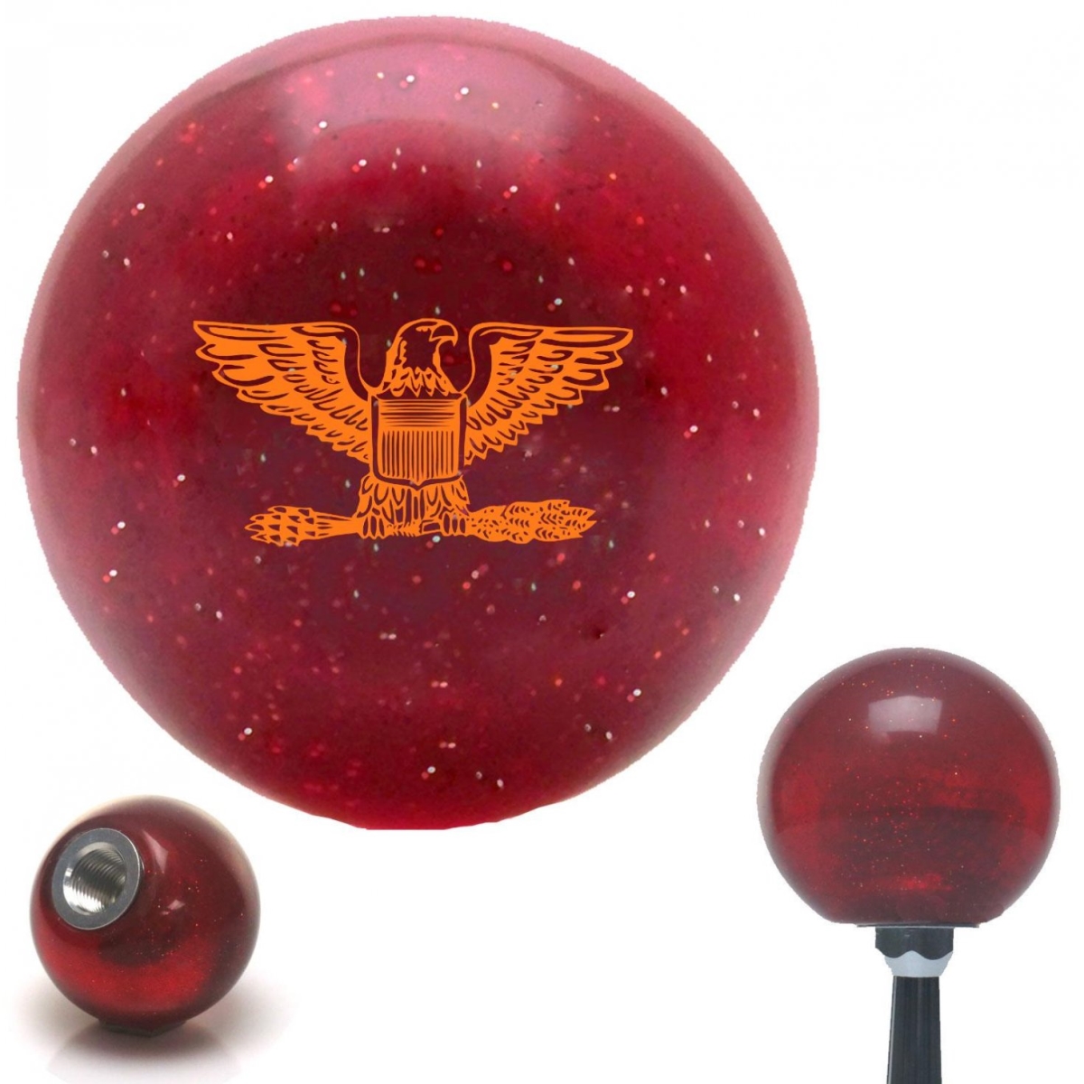 American Shifter 58164 Orange Coast Guard Captain Eagle Red Metal Flake Shift Knob with M16 x 1.5 Insert