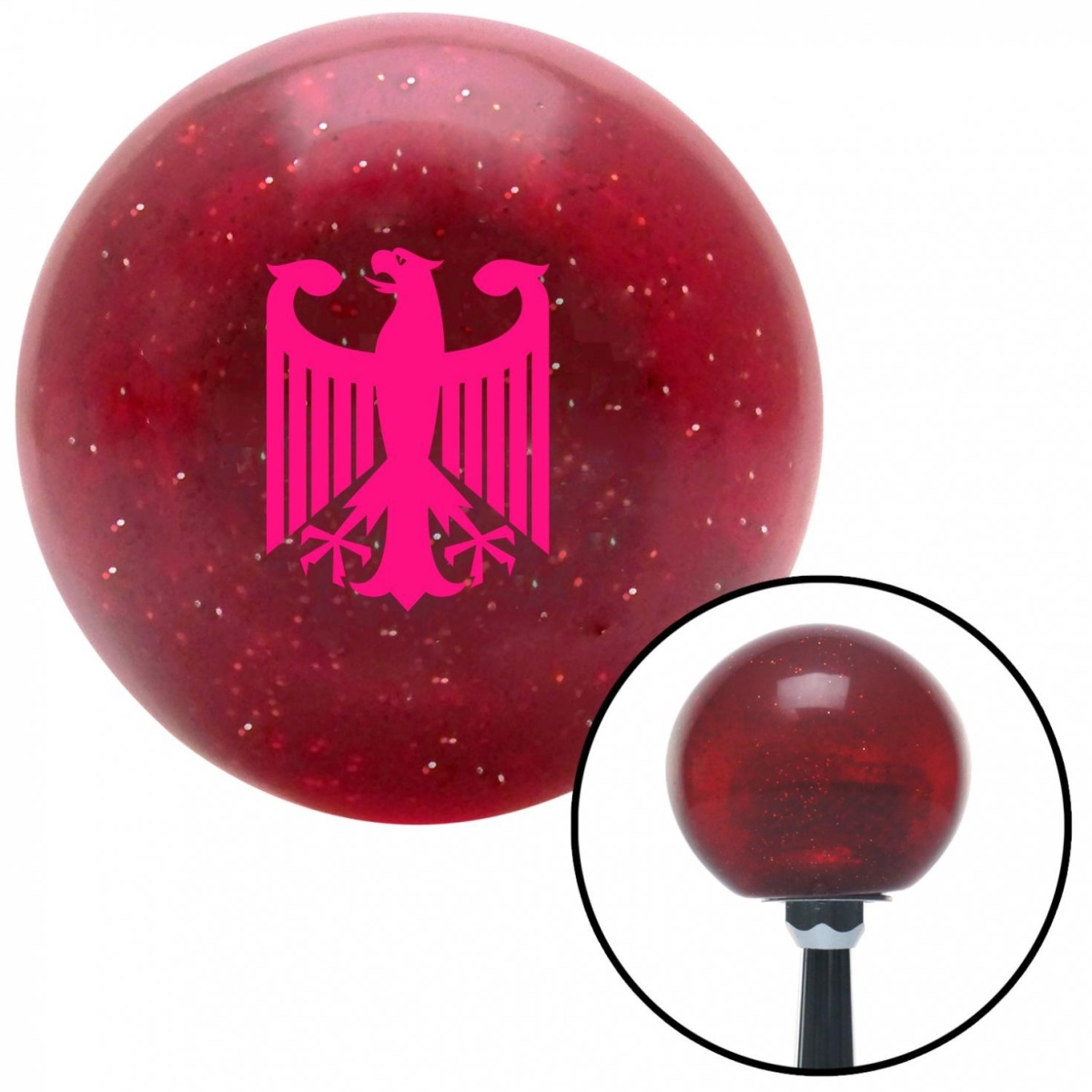 American Shifter 58477 Pink Heraldic Eagle Red Metal Flake Shift Knob with M16 x 1.5 Insert Shifter Auto