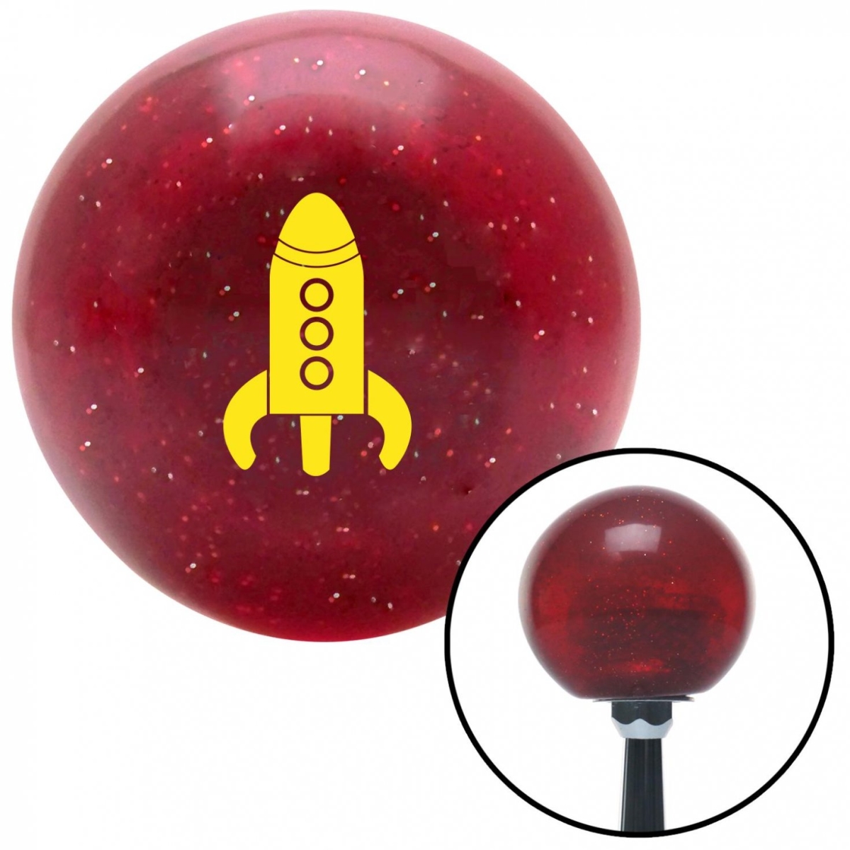 American Shifter 55520 Yellow Rocketship Red Metal Flake Shift Knob with M16 x 1.5 Insert Shifter Auto