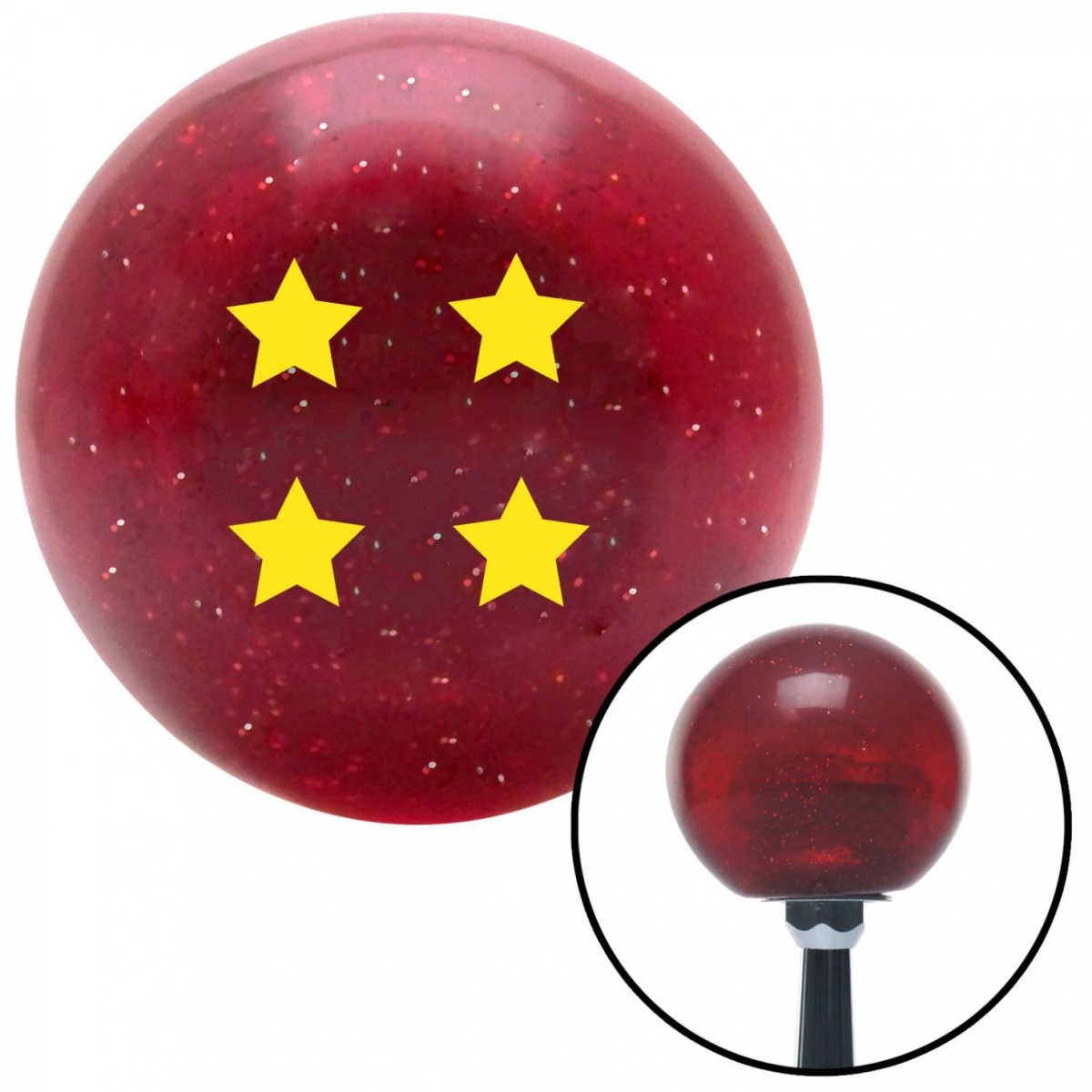 American Shifter 55578 Yellow 4 Stars Red Metal Flake Shift Knob with M16 x 1.5 Insert Shifter Auto Manual