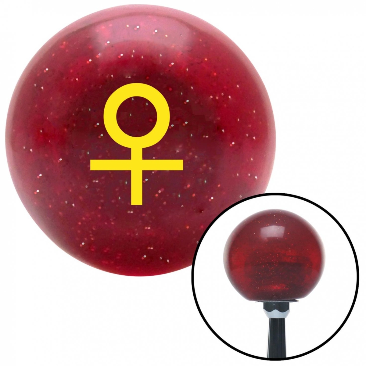 American Shifter 55853 Yellow Female Red Metal Flake Shift Knob with M16 x 1.5 Insert Shifter Auto Manual