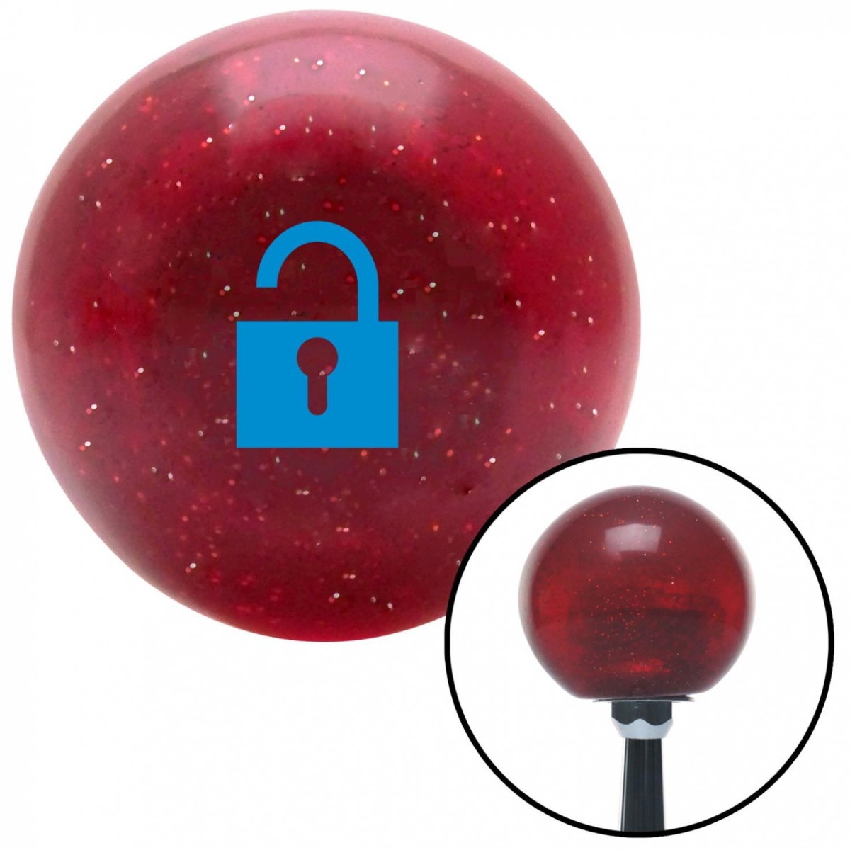 American Shifter 55938 Blue Unlocked Lock Red Metal Flake Shift Knob with M16 x 1.5 Insert Shifter Auto