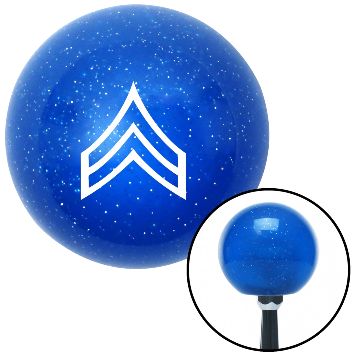 American Shifter 26077 White Corporal Blue Metal Flake Shift Knob with M16 x 1.5 Insert Shifter Auto Brody