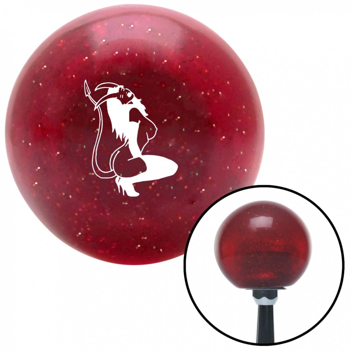 Red Metal Flake Shift Knob - White Devil Temptress Design - M16 x 1.5 Insert - High Gloss Finish