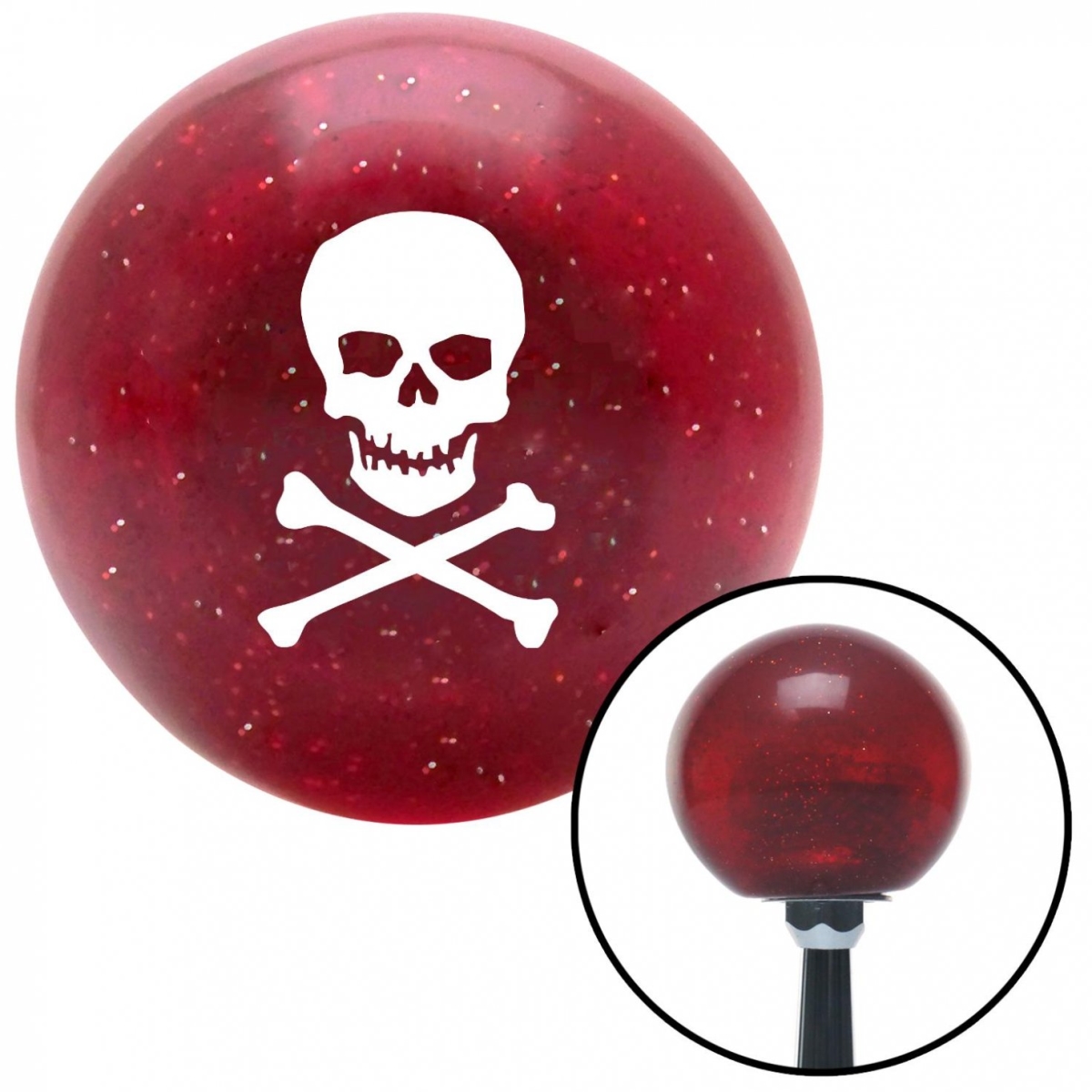 American Shifter 54636 White Skull & Bones Red Metal Flake Shift Knob with M16 x 1.5 Insert Shifter Auto