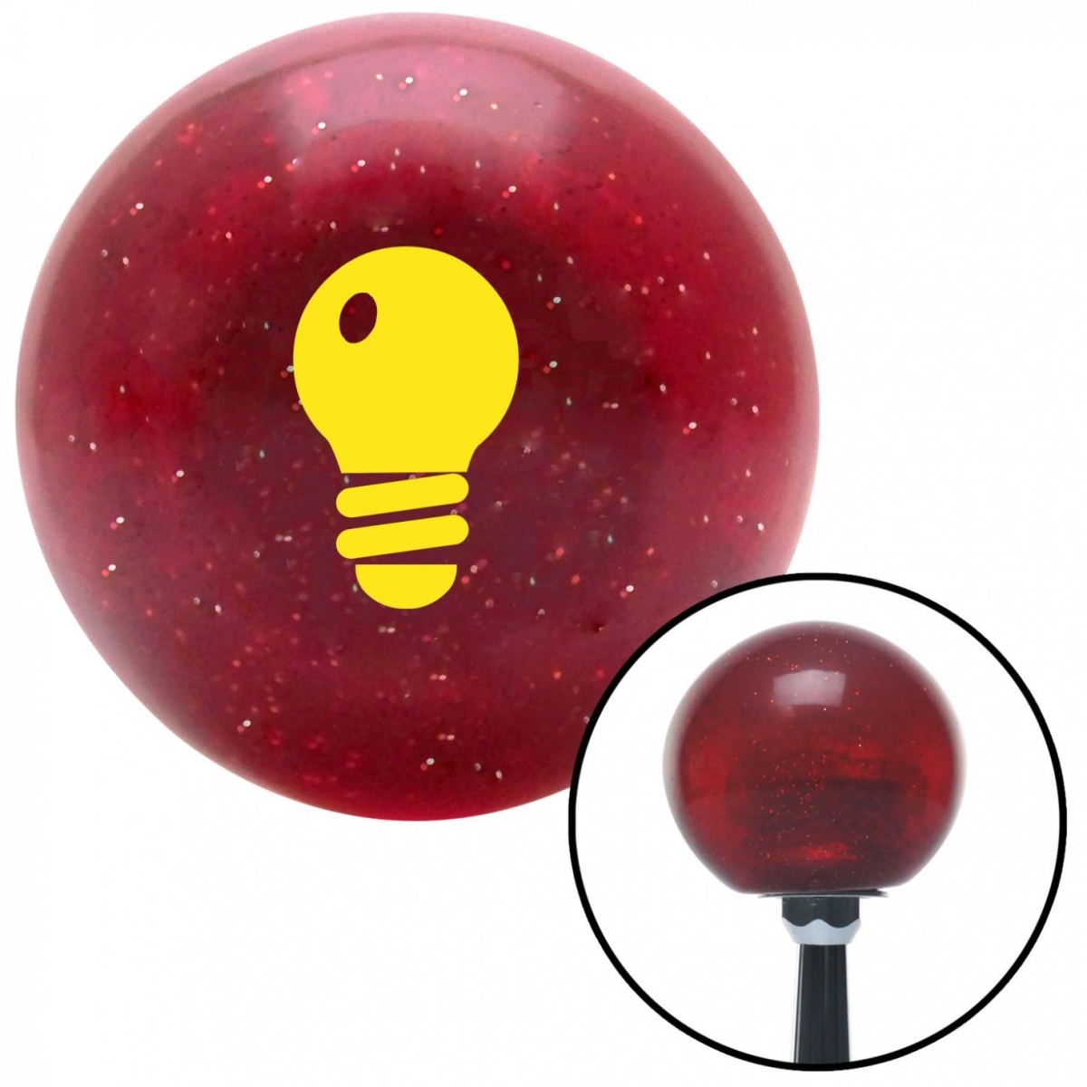 American Shifter 54805 Yellow Light Bulb Red Metal Flake Shift Knob with M16 x 1.5 Insert Shifter Auto