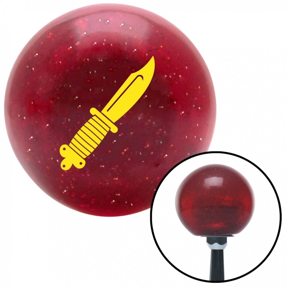 American Shifter 56571 Yellow Hunting Knife Red Metal Flake Shift Knob with M16 x 1.5 Insert Shifter Auto