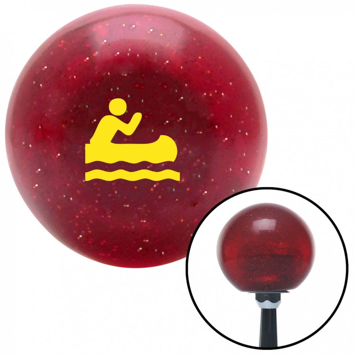 American Shifter 56776 Yellow Guy Paddling Canoe Red Metal Flake Shift Knob with M16 x 1.5 Insert Shifter
