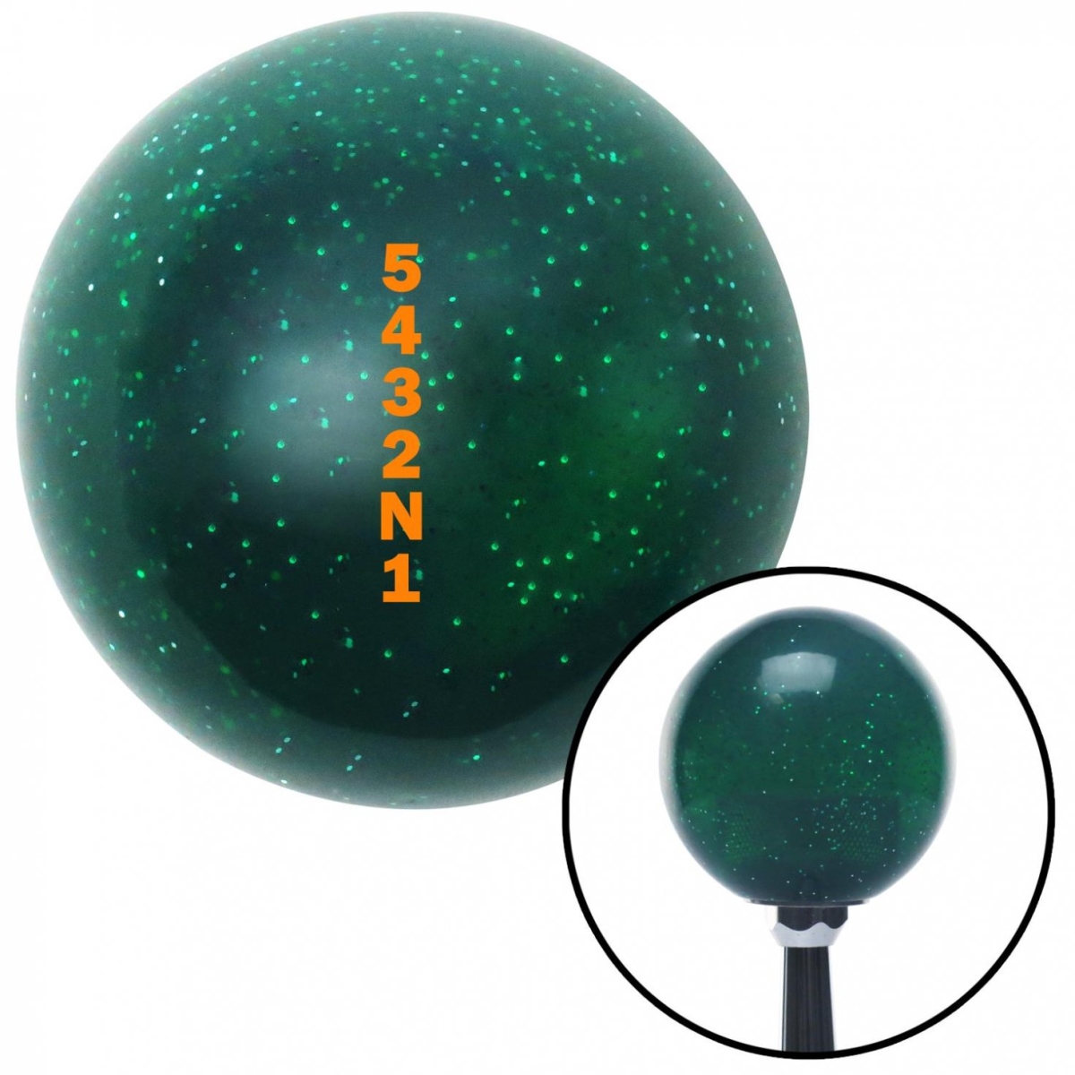American Shifter 60656 Orange 5432N1 Shift Pattern Green Metal Flake Shift Knob with M16 x 1.5 Insert Brody