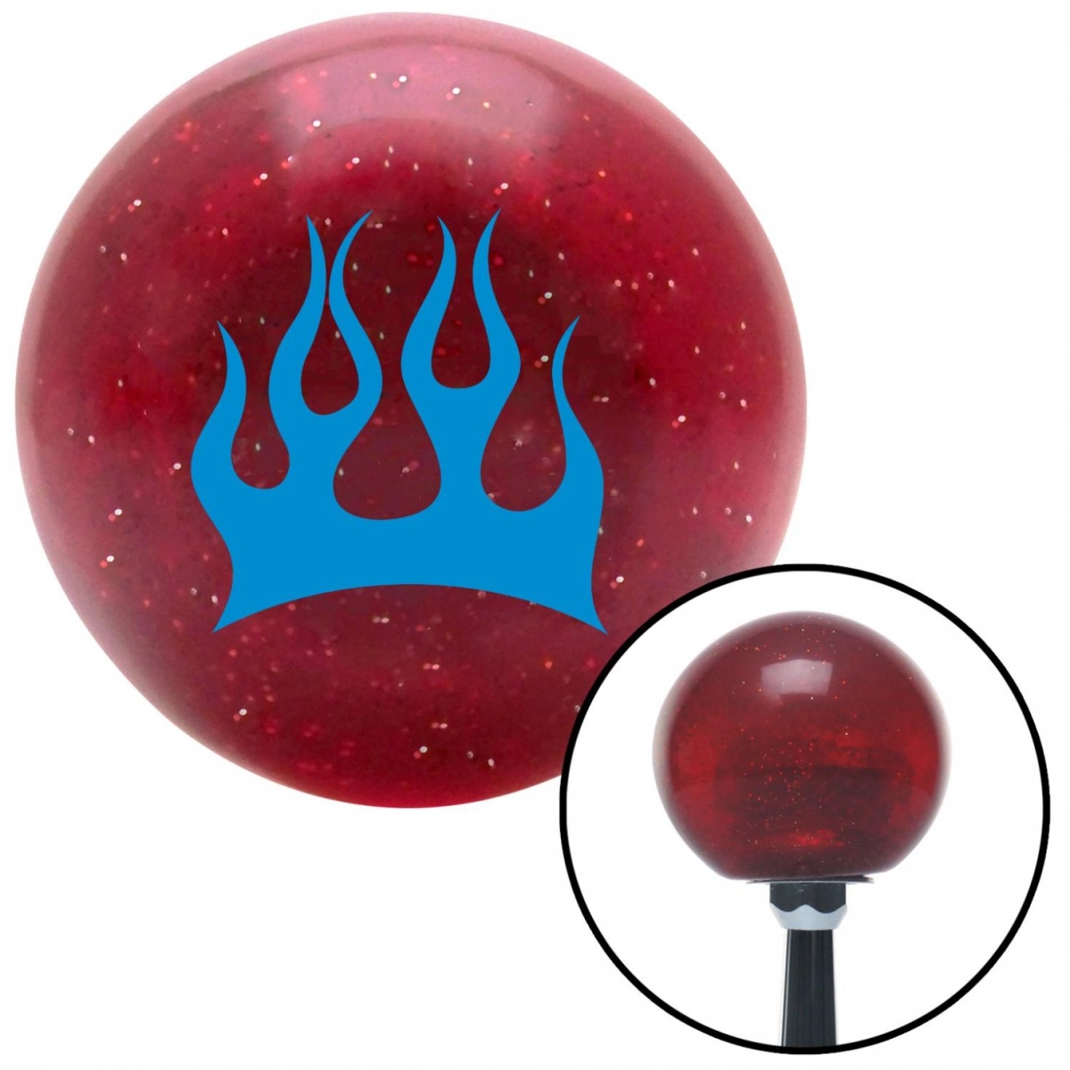 American Shifter 50613 Blue Crescent Flames Red Metal Flake Shift Knob with M16 x 1.5 Insert Shifter Auto