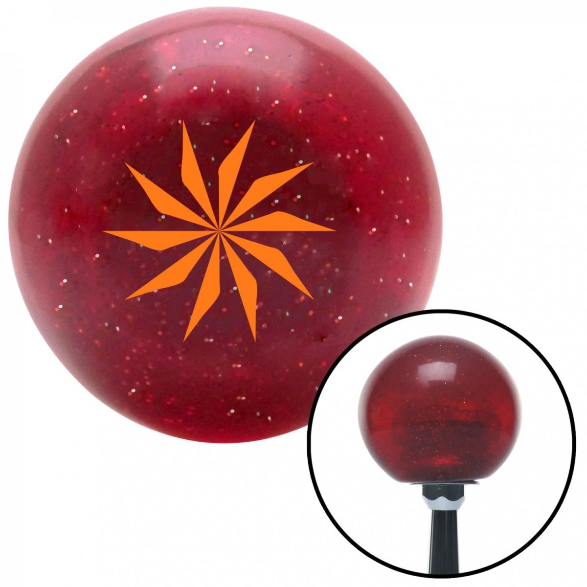 American Shifter 50760 Orange Sharp Spinning Fan Blades Red Metal Flake Shift Knob with M16 x 1.5 Insert