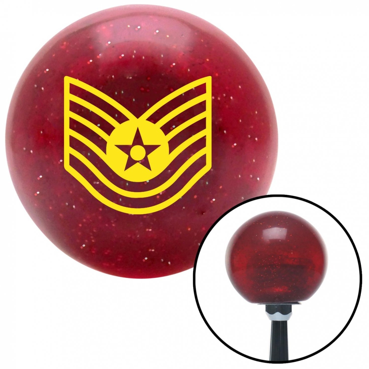 American Shifter 53622 Yellow Technical Sergeant Red Metal Flake Shift Knob with M16 x 1.5 Insert Shifter