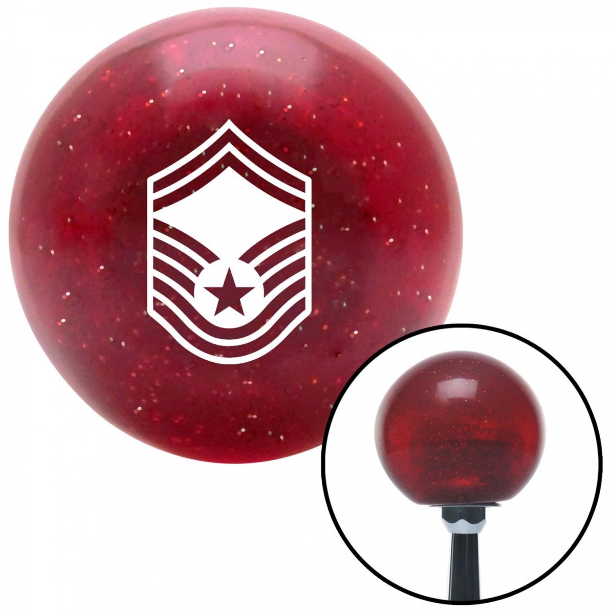 American Shifter 53637 White Senior Master Sergeant Red Metal Flake Shift Knob with M16 x 1.5 Insert Auto
