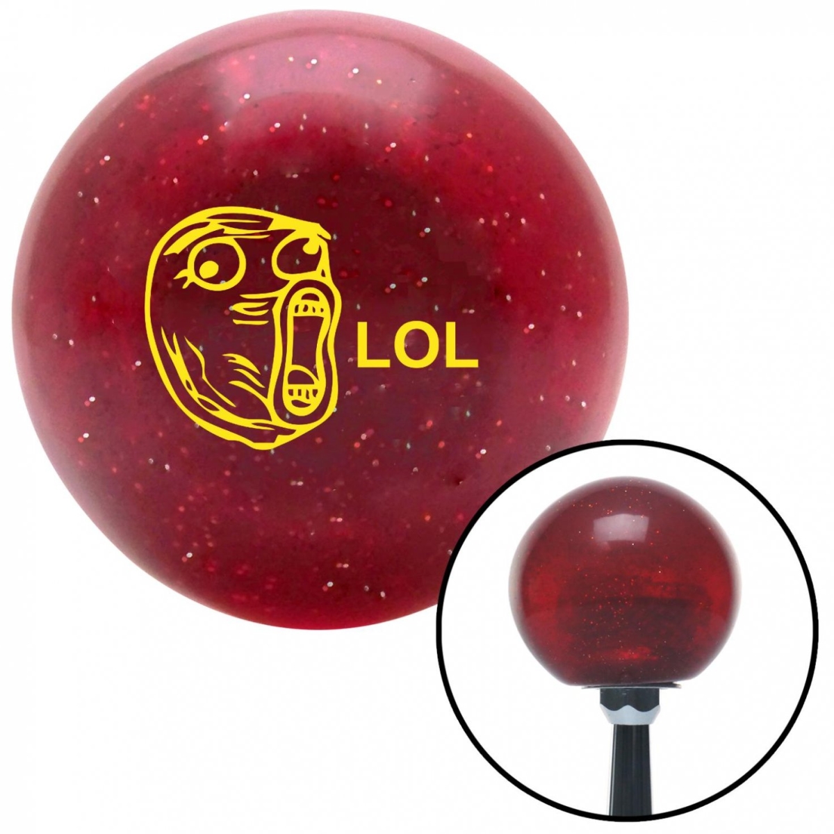 American Shifter 53445 Yellow LOL Red Metal Flake Shift Knob with M16 x 1.5 Insert Shifter Auto Manual