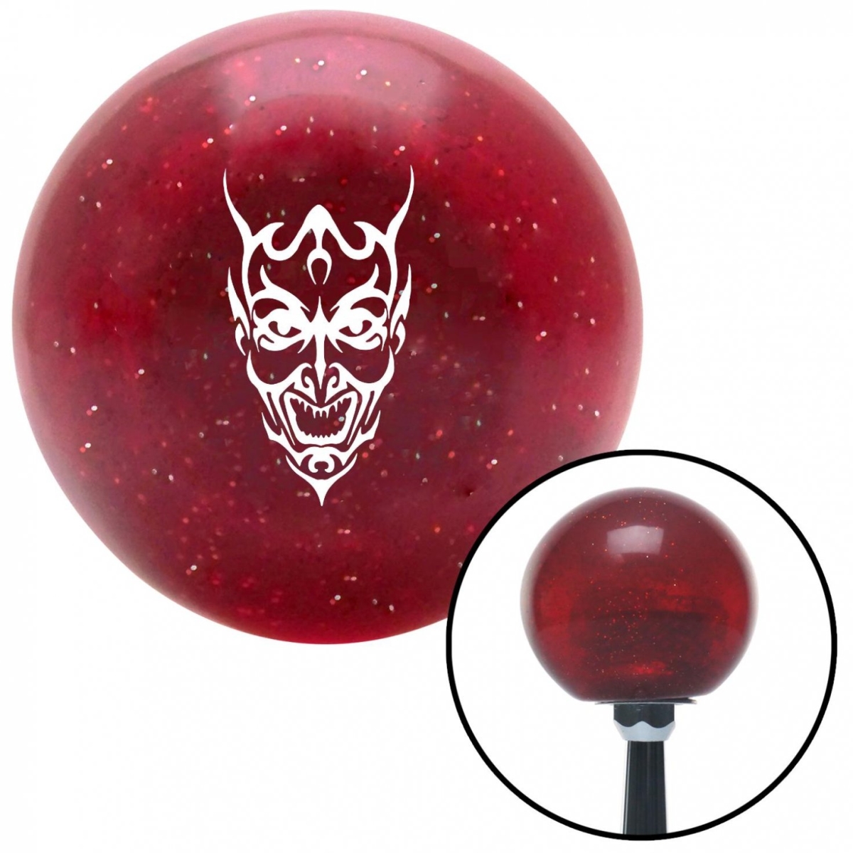American Shifter 54310 White Abstract Devil Face Red Metal Flake Shift Knob with M16 x 1.5 Insert Shifter