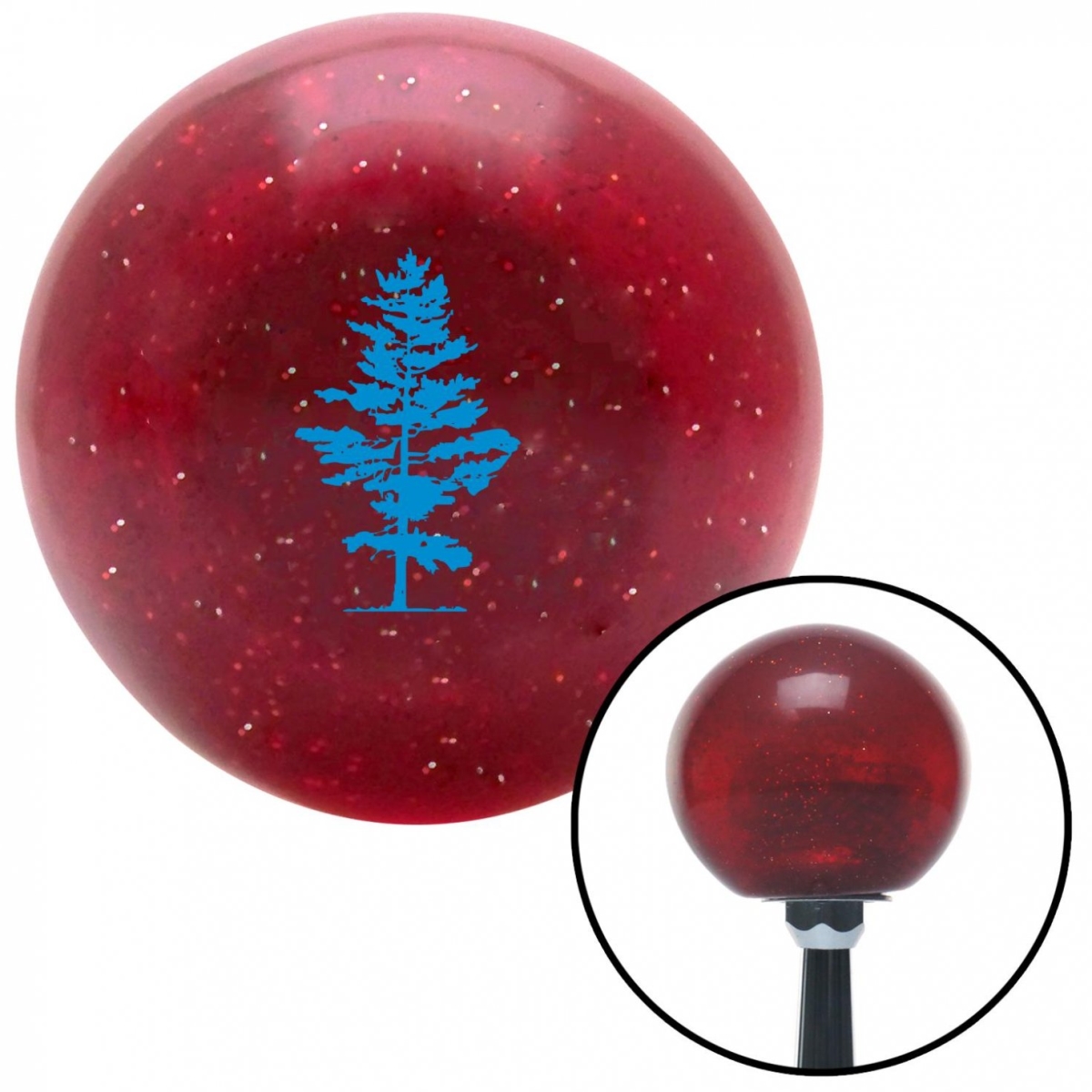American Shifter 54099 Blue Evergreen Tree Red Metal Flake Shift Knob with M16 x 1.5 Insert Shifter Auto