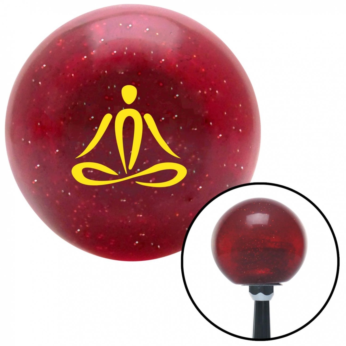 American Shifter 54419 Yellow Meditation Symbol Red Metal Flake Shift Knob with M16 x 1.5 Insert Shifter