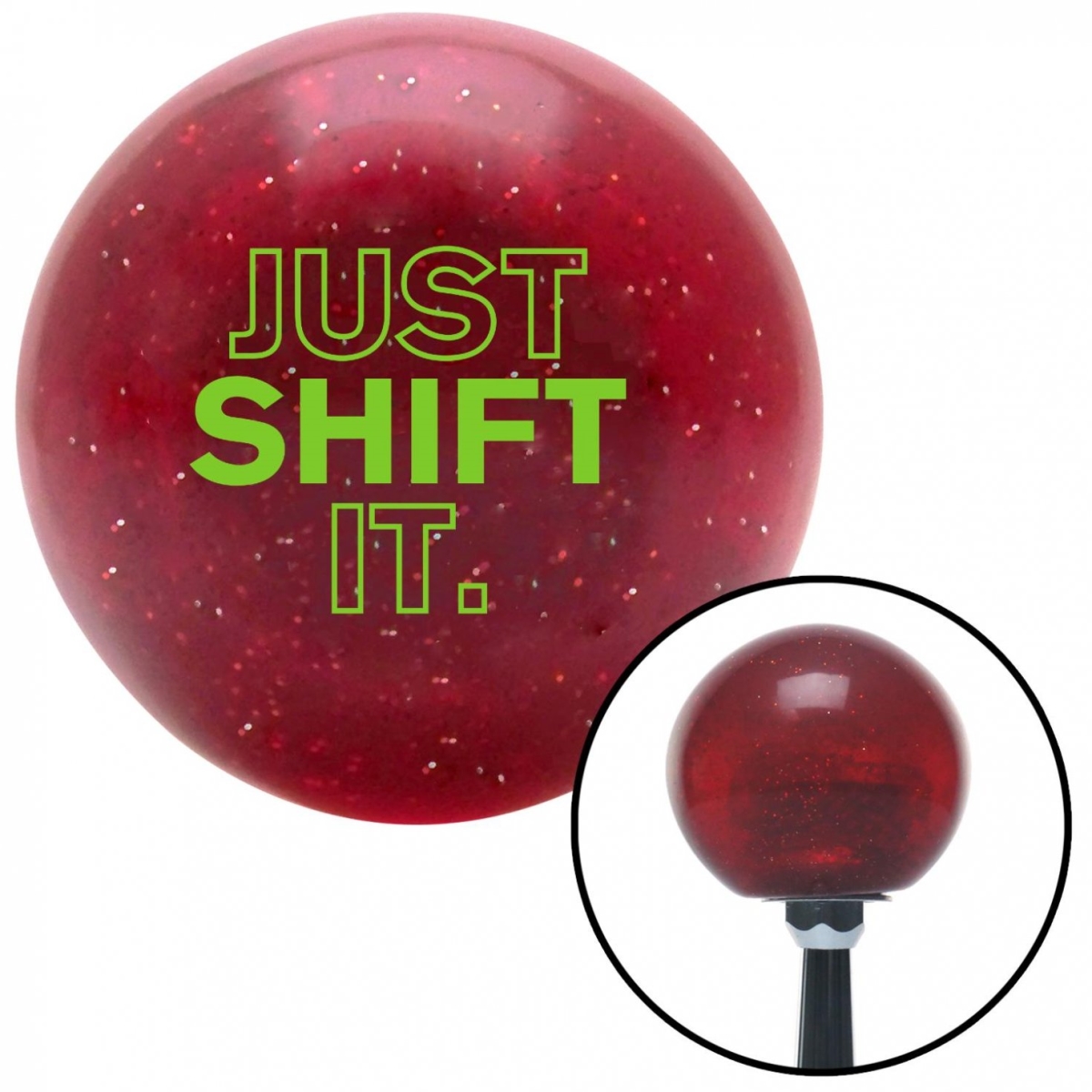 American Shifter 56235 Green Just Shift It Red Metal Flake Shift Knob with M16 x 15 Insert Shifter Auto