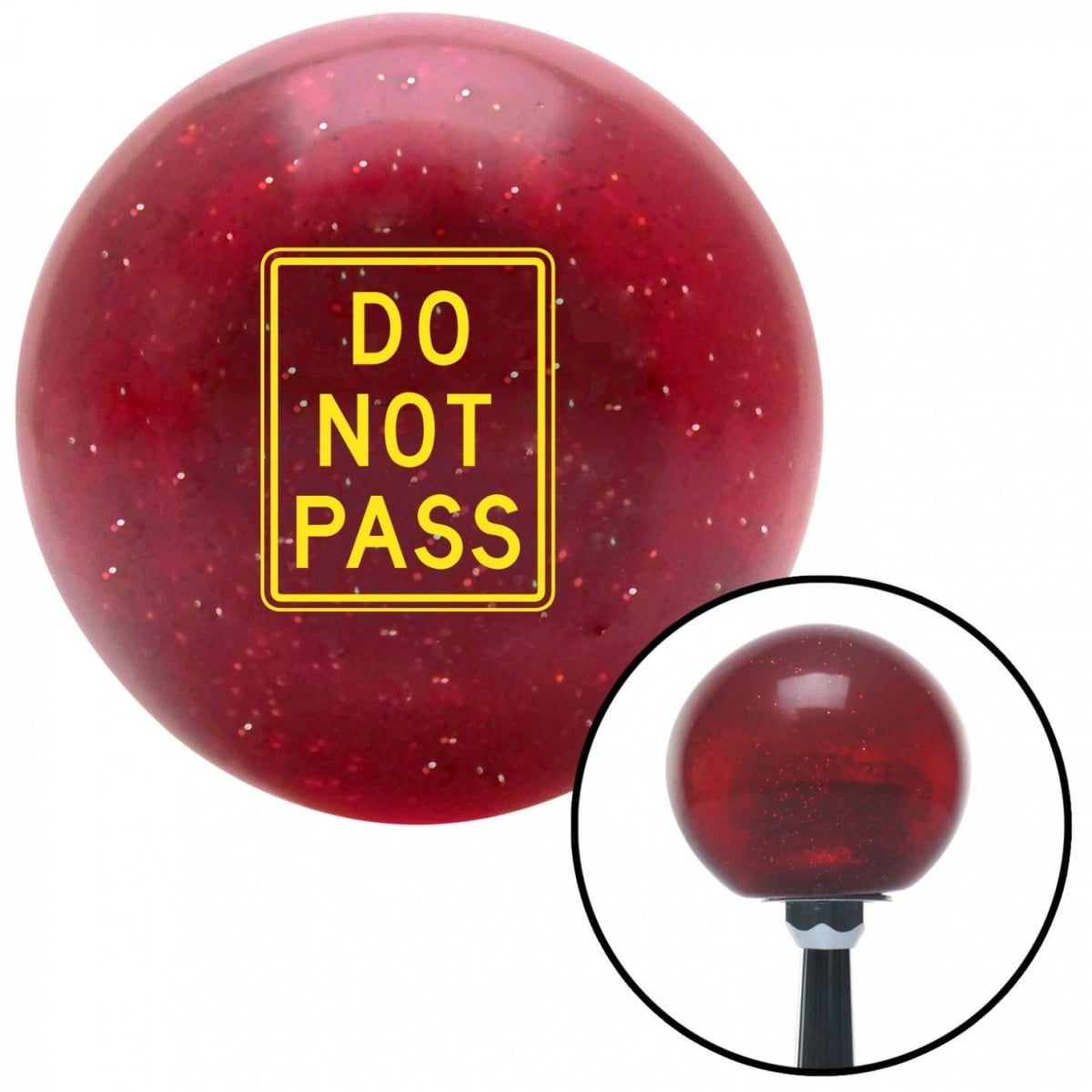 American Shifter 55829 Yellow DO NOT PASS Red Metal Flake Shift Knob with M16 x 1.5 Insert Shifter Auto