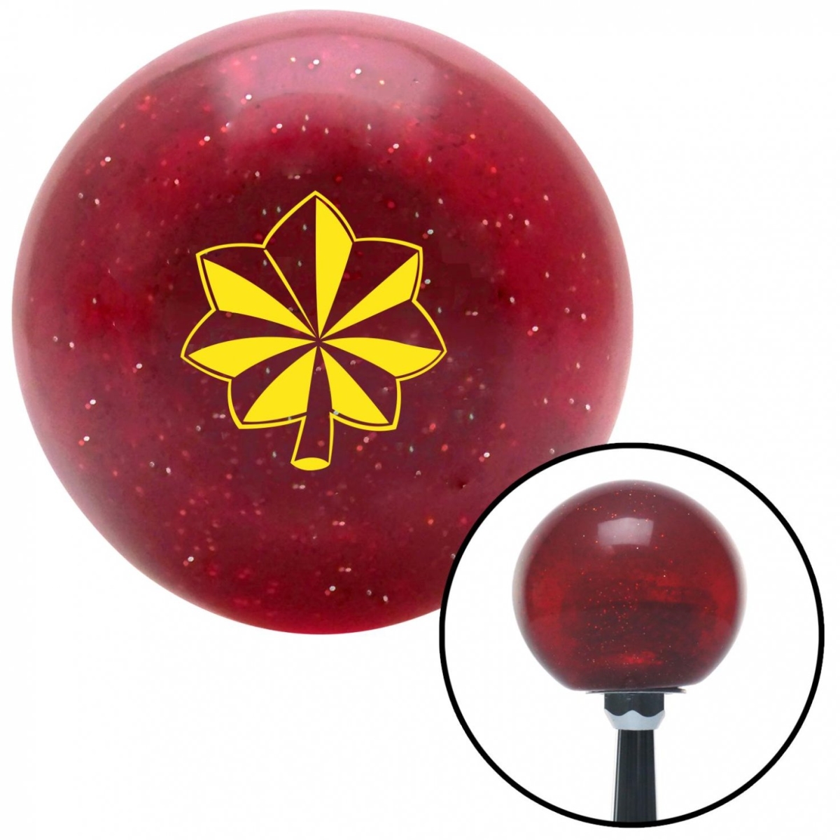 American Shifter 57912 Yellow Officer 04 & 05 Red Metal Flake Shift Knob with M16 x 1.5 Insert Shifter
