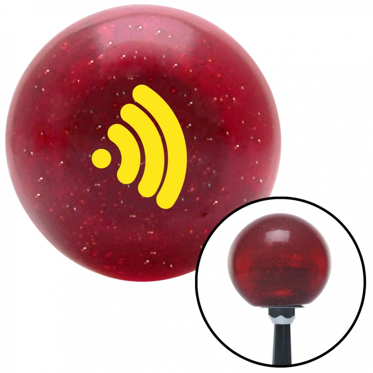American Shifter 56096 Yellow Wireless Red Metal Flake Shift Knob with M16 x 1.5 Insert Shifter Auto Brody