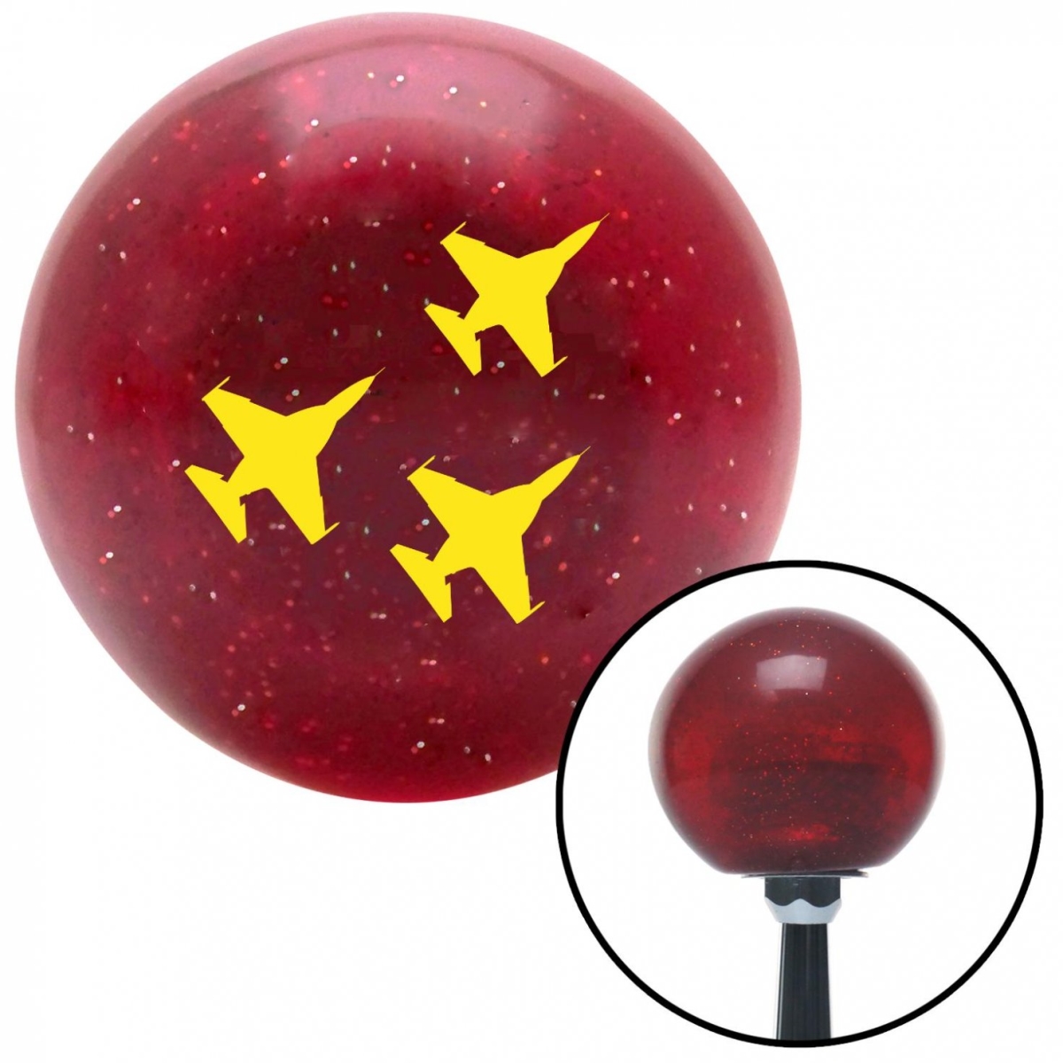 American Shifter 58526 Yellow Jets Red Metal Flake Shift Knob with M16 x 1.5 Insert Shifter Auto Manual