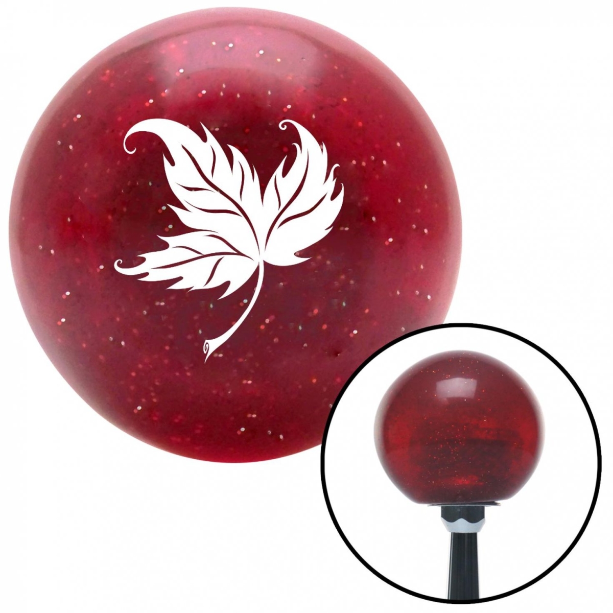 American Shifter 53985 White Falling Leaf Red Metal Flake Shift Knob with M16 x 1.5 Insert Shifter Auto