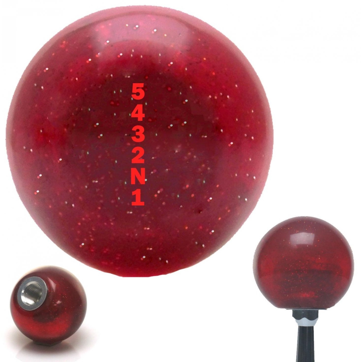 American Shifter 59964 Red 5432N1 Shift Pattern Red Metal Flake Shift Knob with M16 x 1.5 Insert Shifter