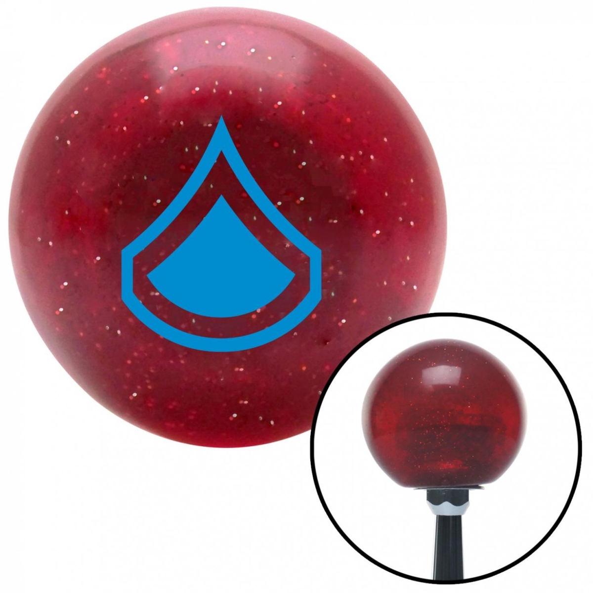 American Shifter 57978 Blue Private First Class Red Metal Flake Shift Knob with M16 x 1.5 Insert Shifter