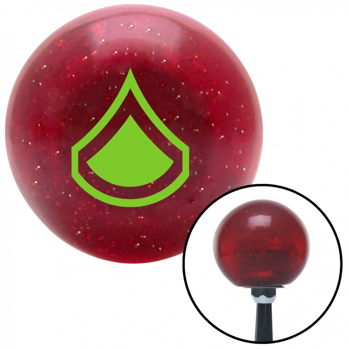 American Shifter 57979 Green Private First Class Red Metal Flake Shift Knob with M16 x 1.5 Insert Shifter
