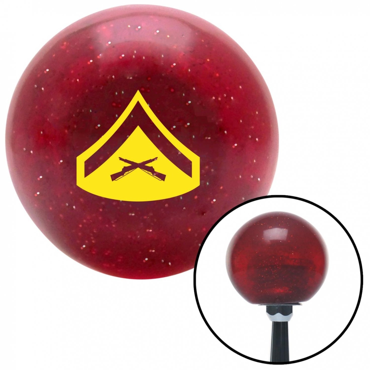 American Shifter 58281 Yellow 02 Lance Corporal Red Metal Flake Shift Knob with M16 x 1.5 Insert Shifter