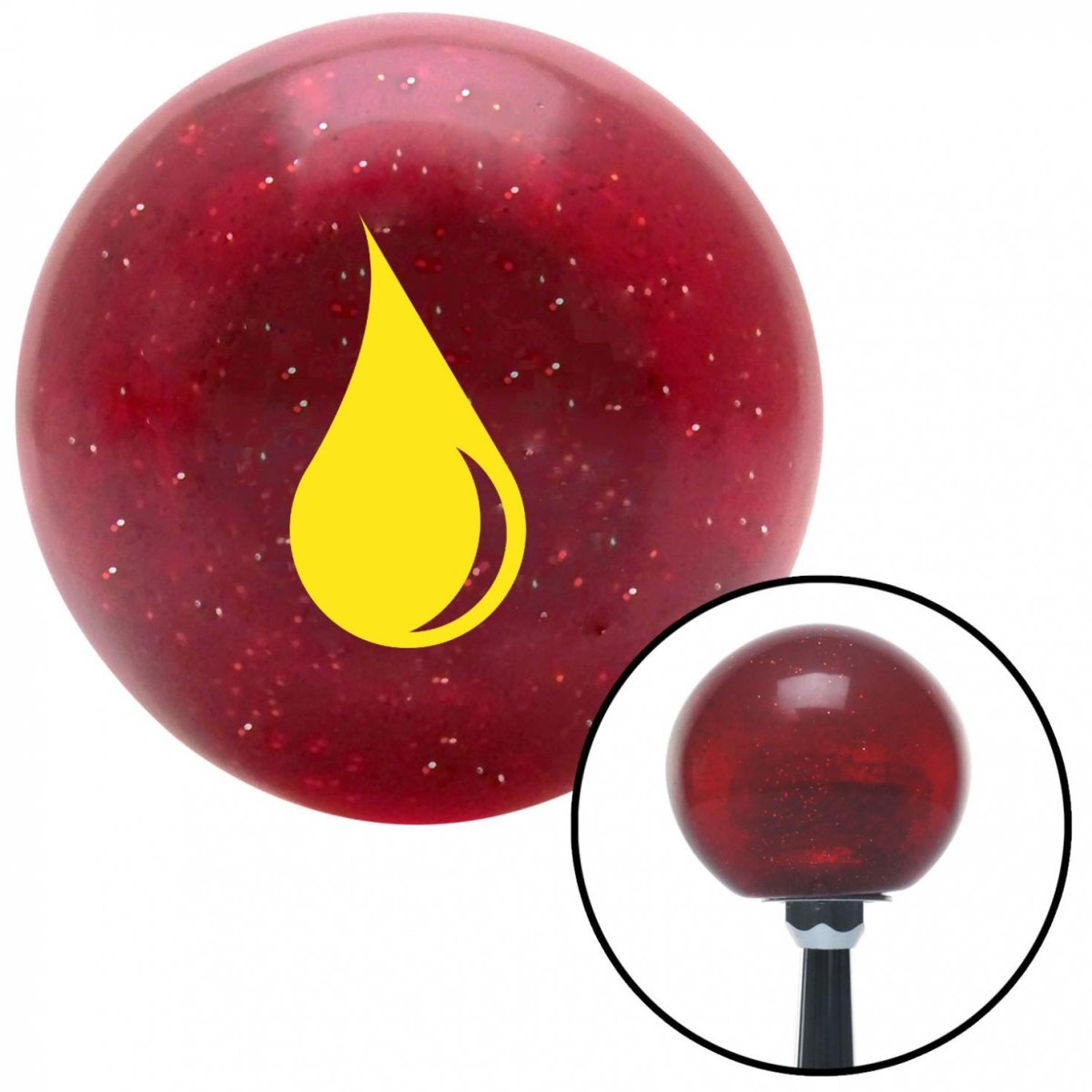 American Shifter 56800 Yellow Paint Drip Red Metal Flake Shift Knob with M16 x 1.5 Insert Shifter Auto