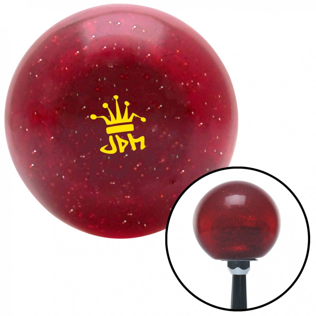 American Shifter 60057 Yellow JDM King Red Metal Flake Shift Knob with M16 x 1.5 Insert Shifter Auto Brody