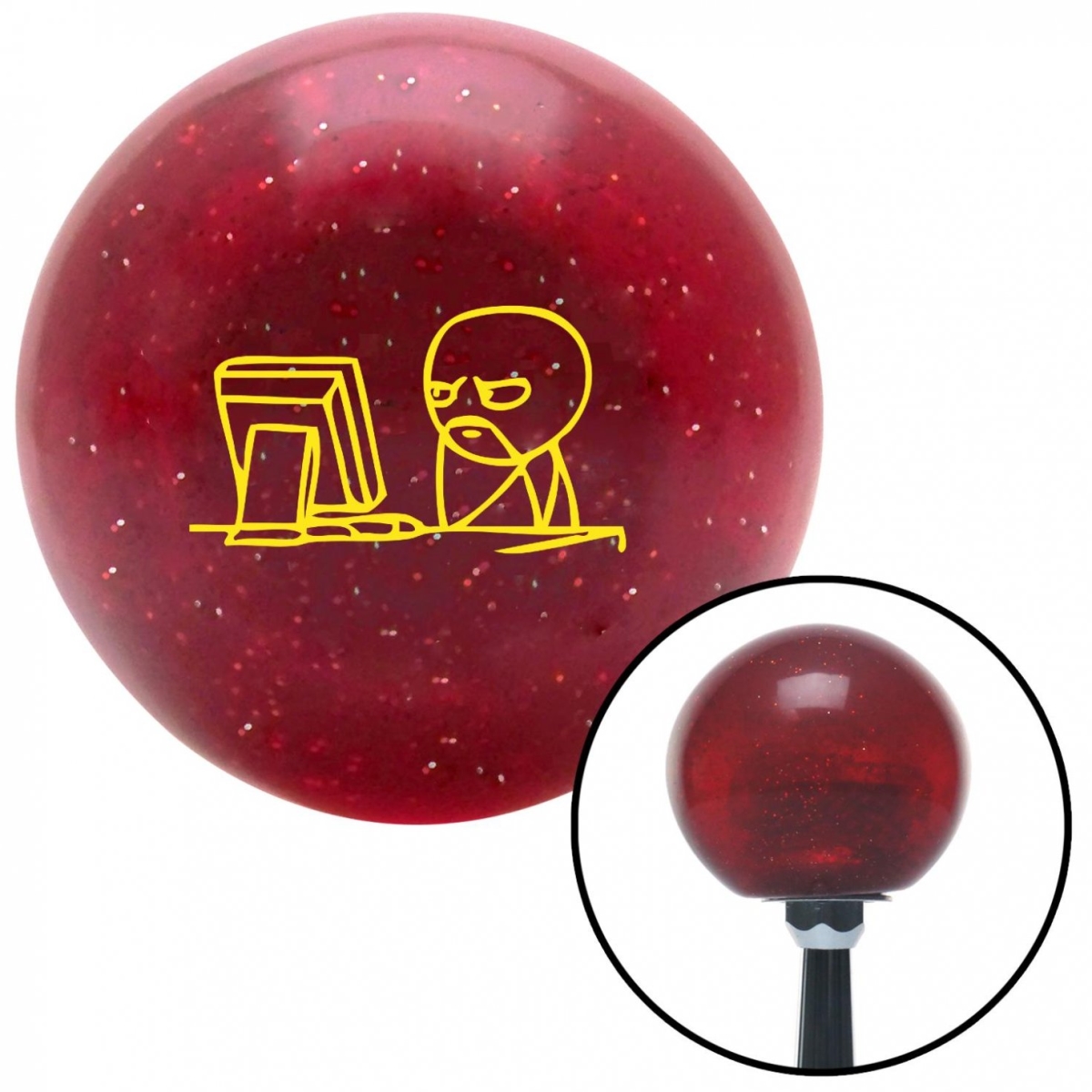American Shifter 53542 Yellow Soon Computer Red Metal Flake Shift Knob with M16 x 1.5 Insert Shifter Auto