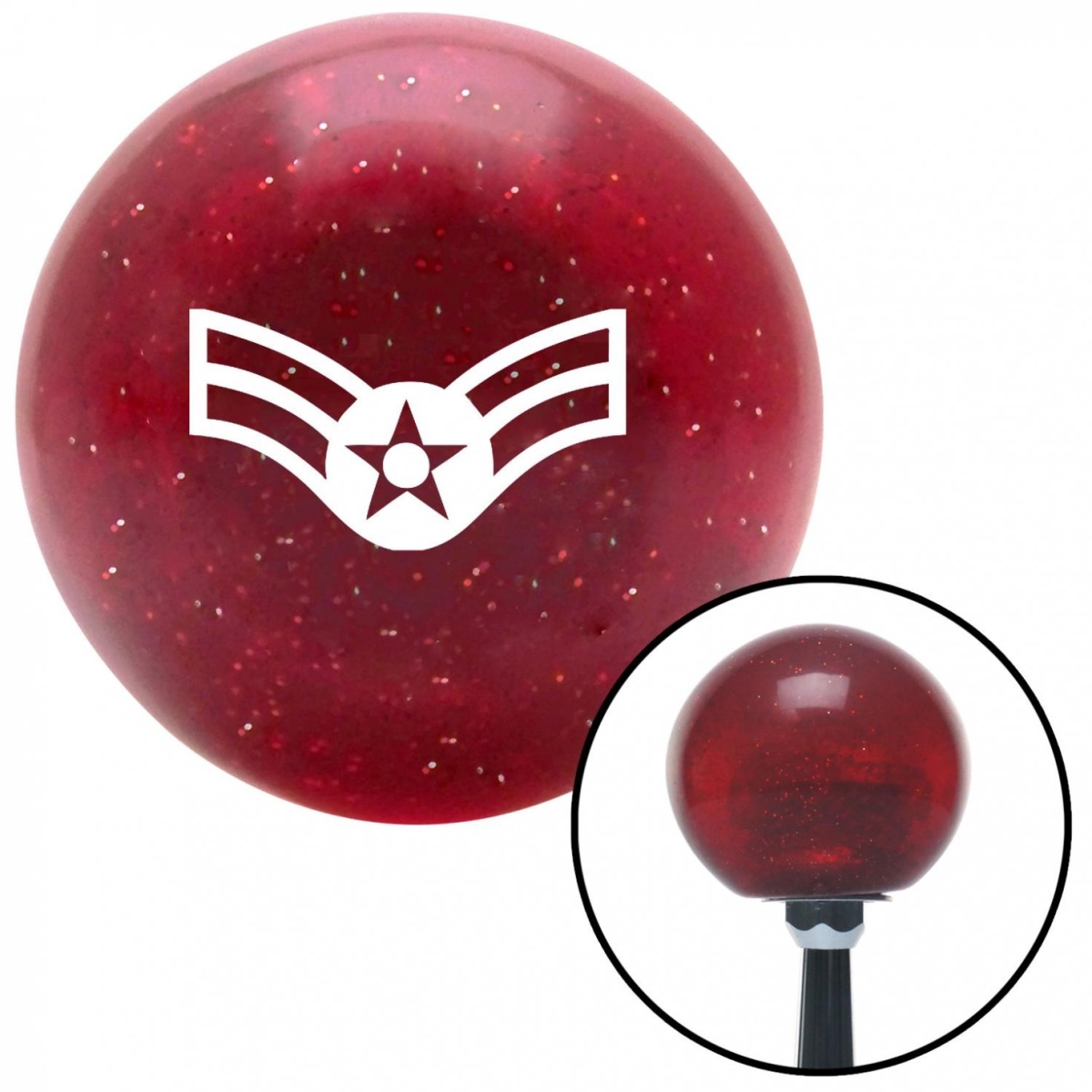American Shifter 53605 White Airman First Class Red Metal Flake Shift Knob with M16 x 1.5 Insert Shifter