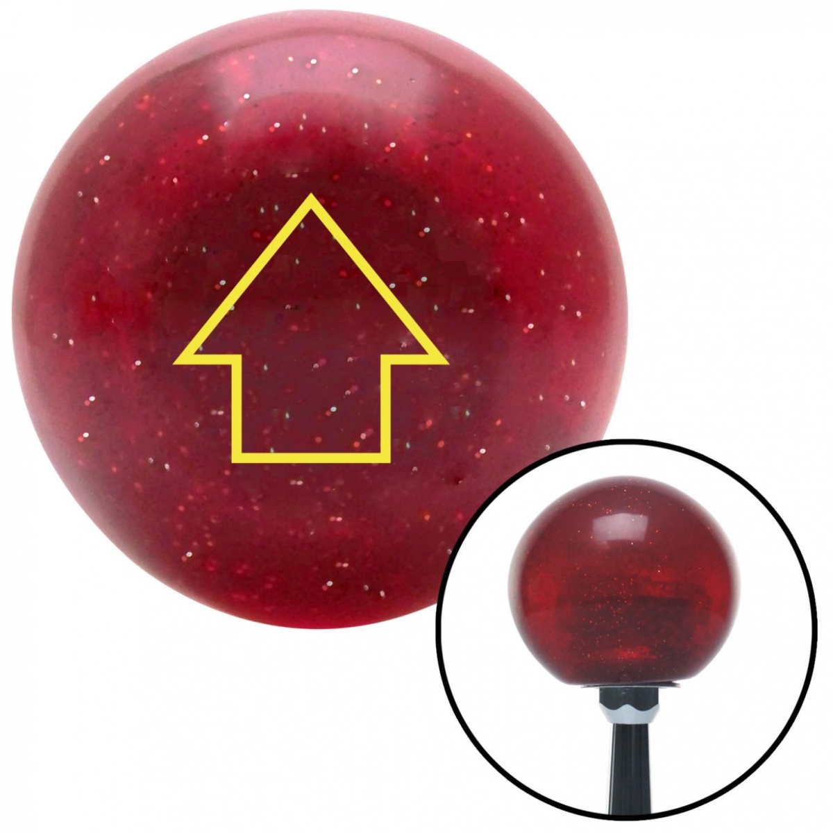 American Shifter 48146 Yellow Classic Arrow Up Red Metal Flake Shift Knob with M16 x 1.5 Insert Shifter