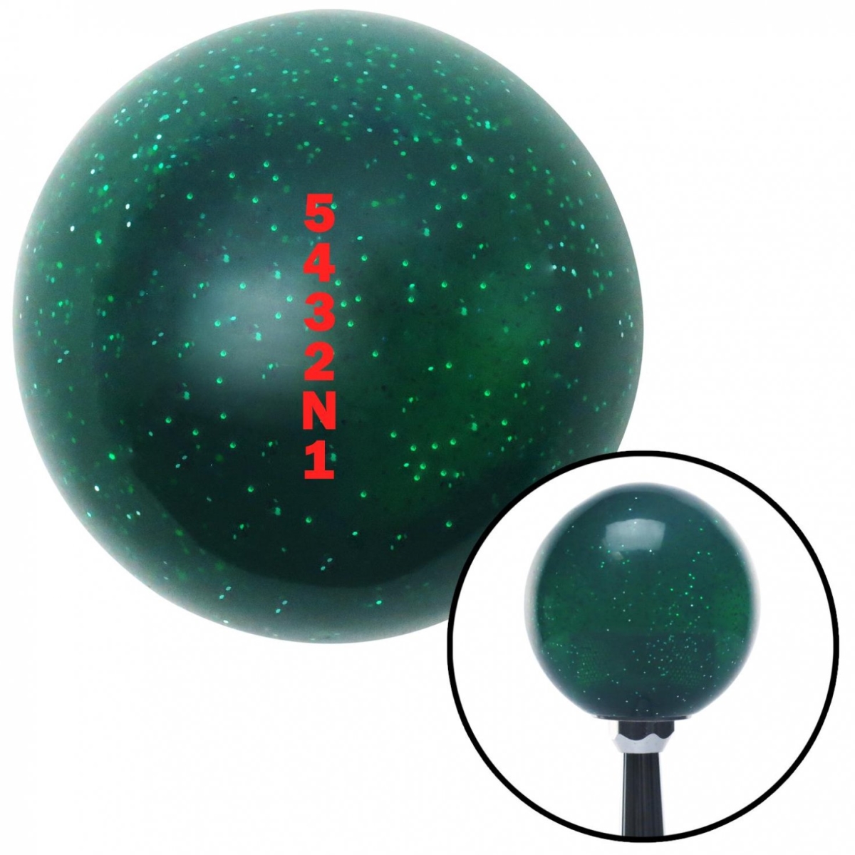 American Shifter 60658 Red 5432N1 Shift Pattern Green Metal Flake Shift Knob with M16 x 1.5 Insert Auto