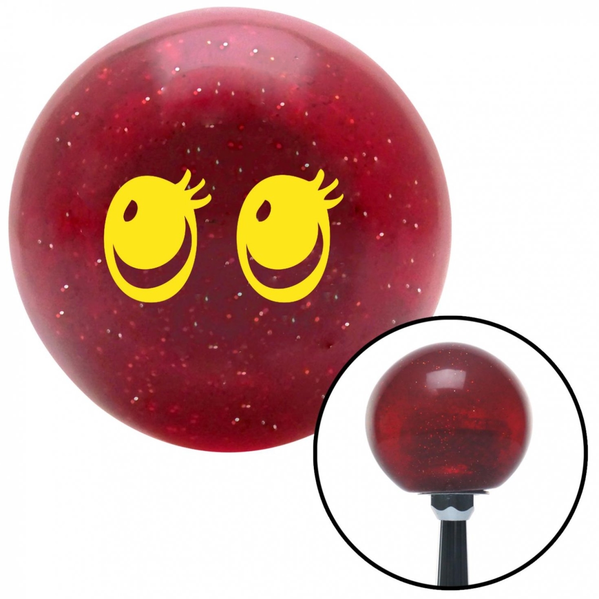 American Shifter 50461 Yellow Cute Eyes Red Metal Flake Shift Knob with M16 x 1.5 Insert Shifter Auto Brody