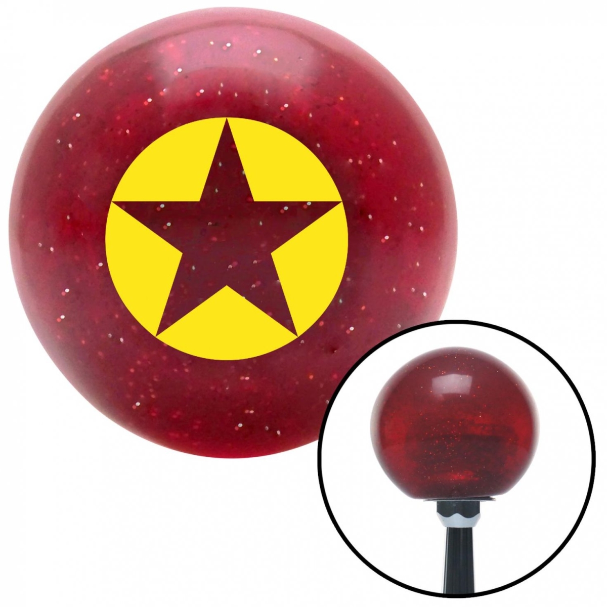 American Shifter 58622 Yellow Star in Circle Red Metal Flake Shift Knob with M16 x 1.5 Insert Shifter Auto