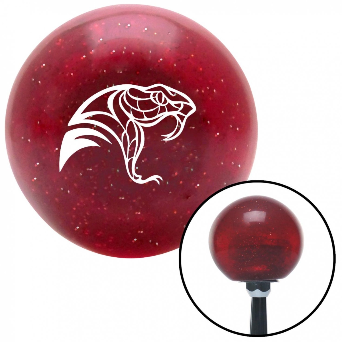 American Shifter 58698 White Snake Profile Red Metal Flake Shift Knob with M16 x 1.5 Insert Shifter Auto