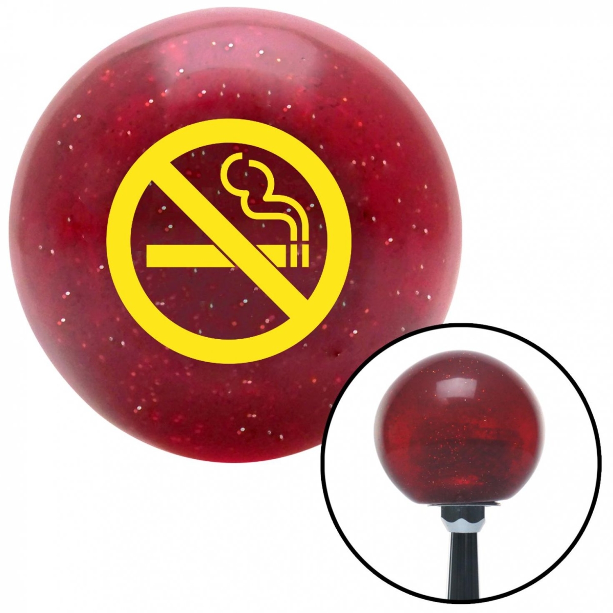 American Shifter 56007 Yellow No Smoking Red Metal Flake Shift Knob with M16 x 1.5 Insert Shifter Auto