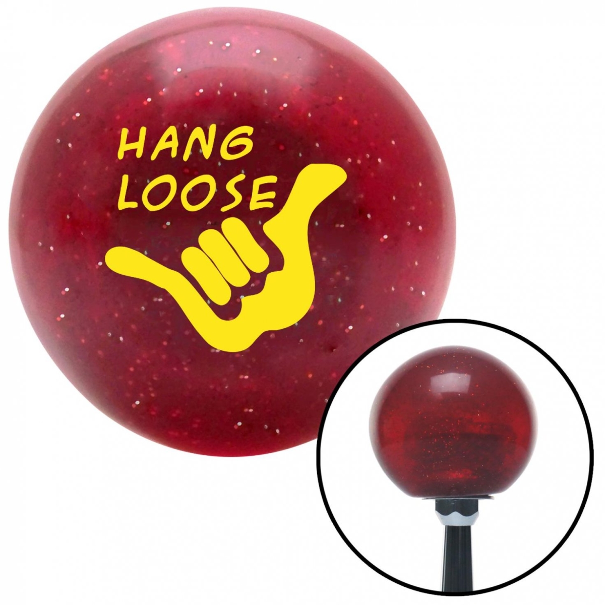 American Shifter 56224 Yellow Hang Loose Red Metal Flake Shift Knob with M16 x 1.5 Insert Shifter Auto