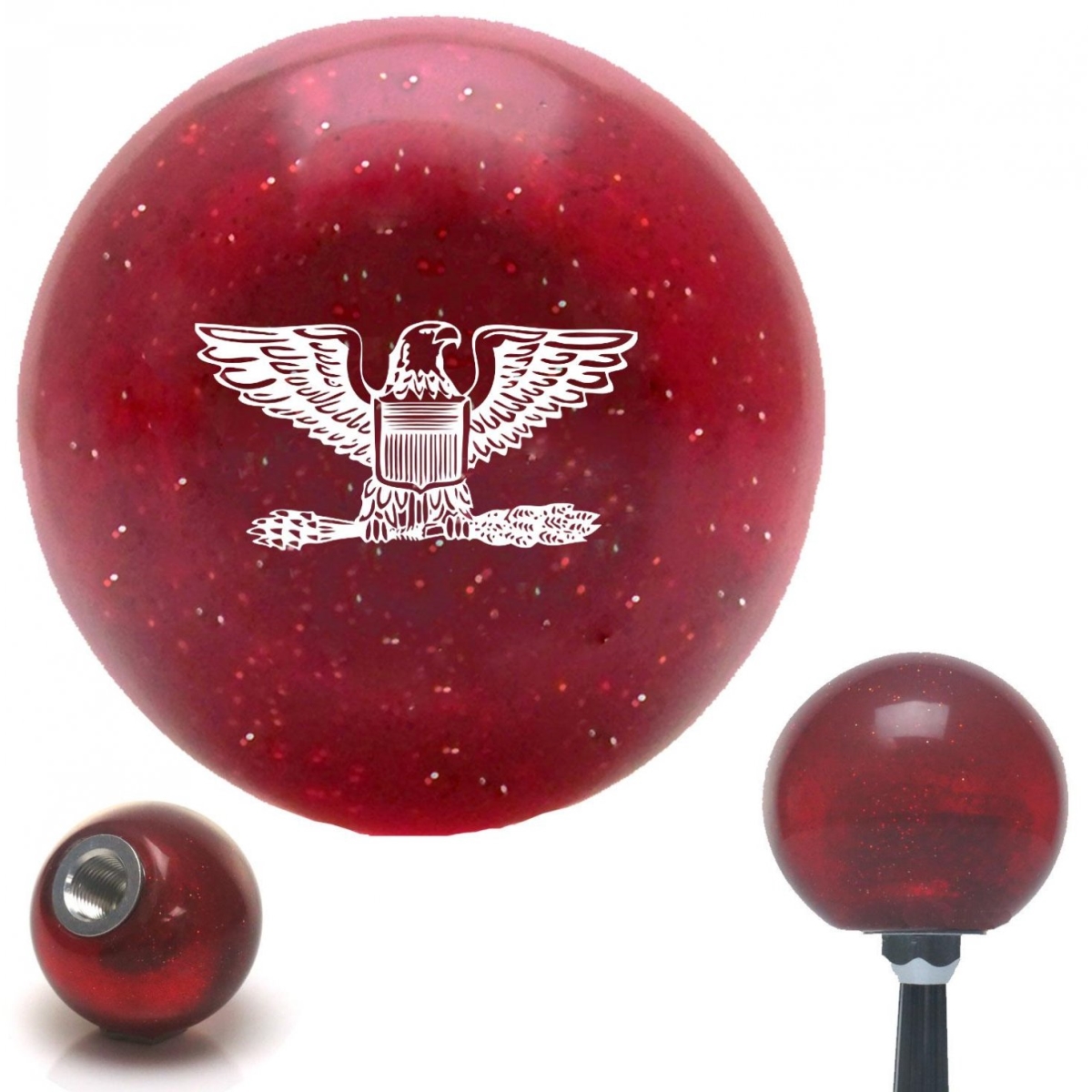 American Shifter 58167 White Coast Guard Captain Eagle Red Metal Flake Shift Knob with M16 x 1.5 Insert