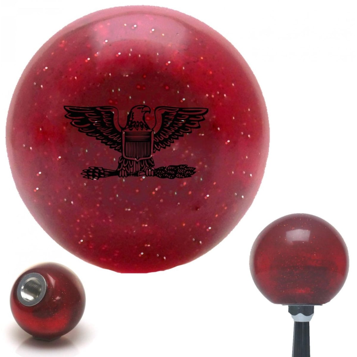 American Shifter 58169 Black Coast Guard Captain Eagle Red Metal Flake Shift Knob with M16 x 1.5 Insert