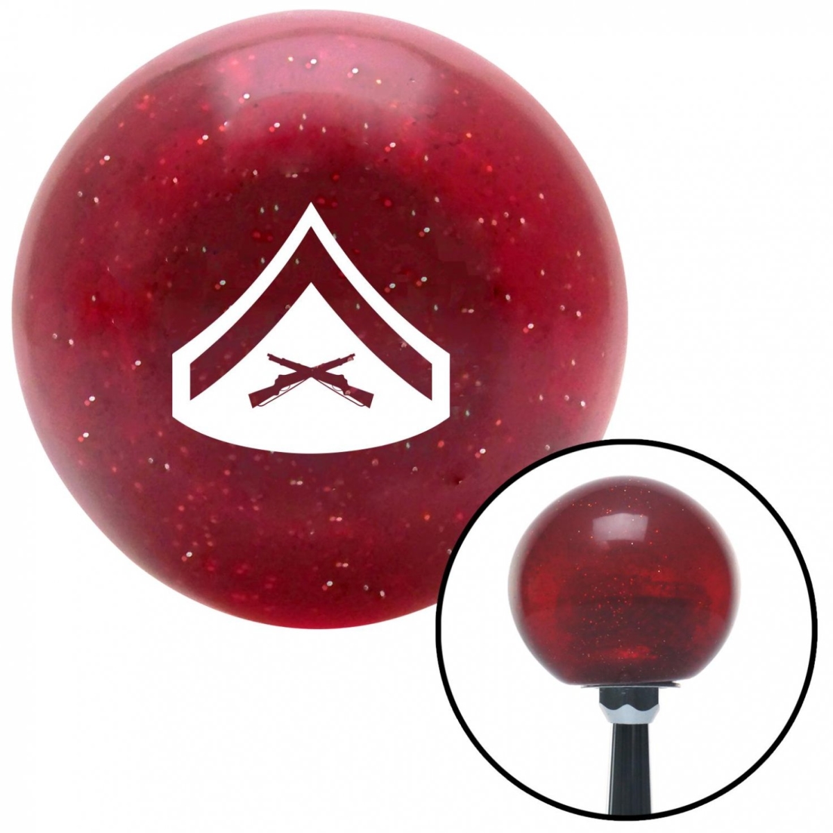 American Shifter 58280 White 02 Lance Corporal Red Metal Flake Shift Knob with M16 x 1.5 Insert Shifter