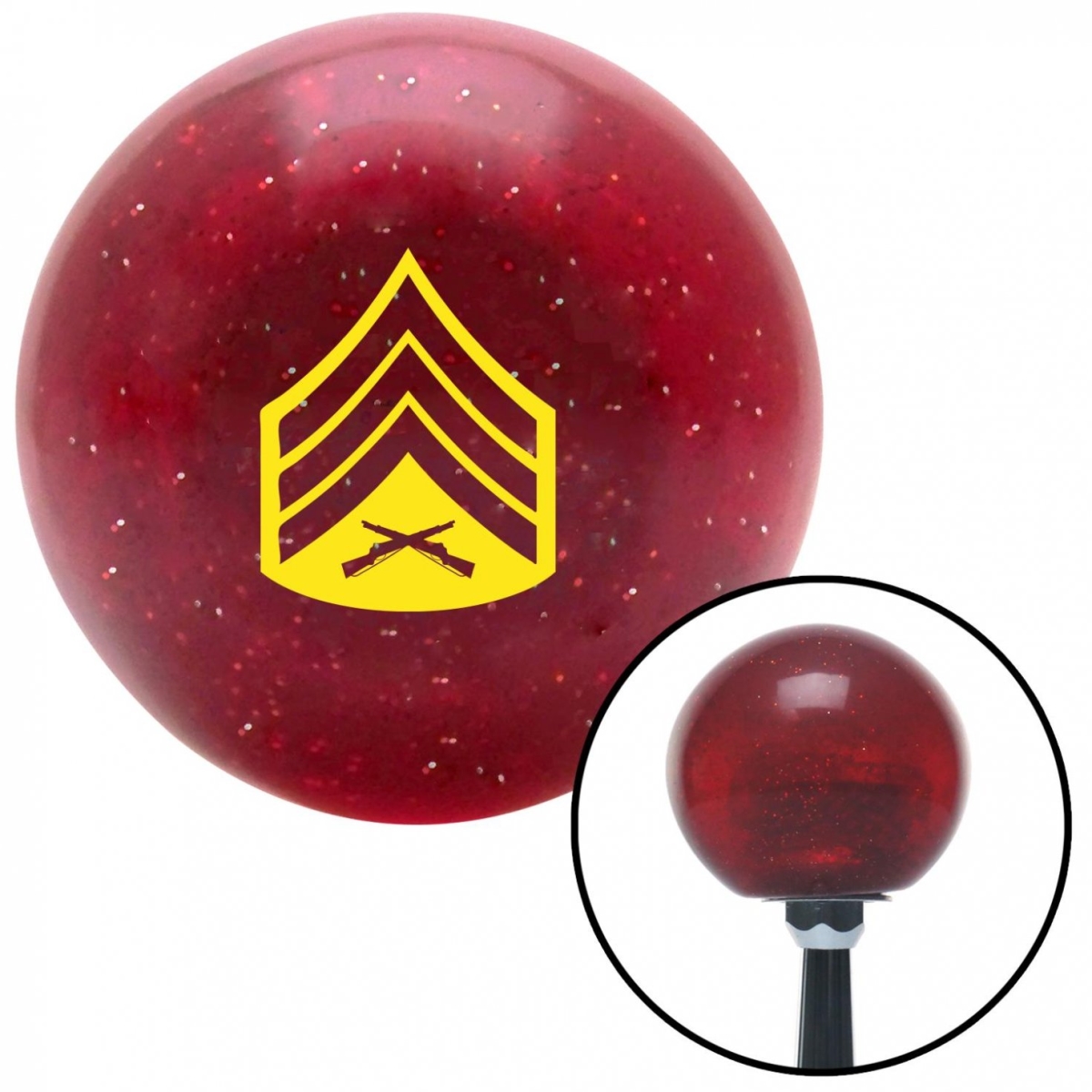 American Shifter 58297 Yellow 04 Sergeant Red Metal Flake Shift Knob with M16 x 1.5 Insert Shifter Auto